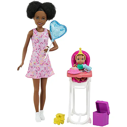 Barbie Skipper Babysitters Inc. Geburtstag-Spielset mit Baby-Puppe Afro