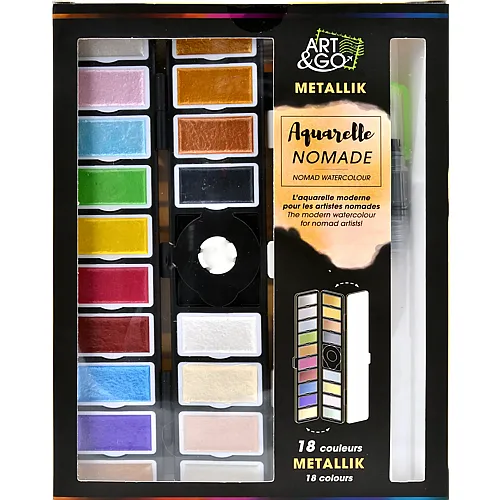 OZ International Art&go Palette Aquarelle Accordeon 18 Couleurs Metallik
