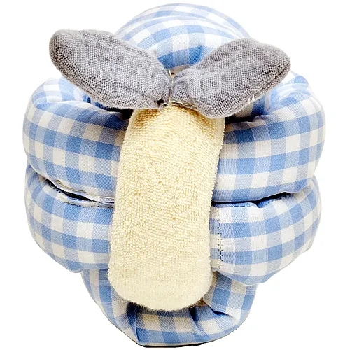 Knot Ball mit Glocke Blau-Kariert -  10 cm