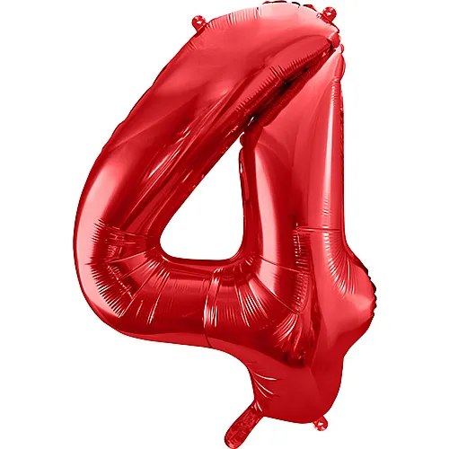 Folienballon Zahl 4 Rot