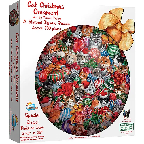 SunsOut Puzzle Cat Christmas Ornament (750Teile)