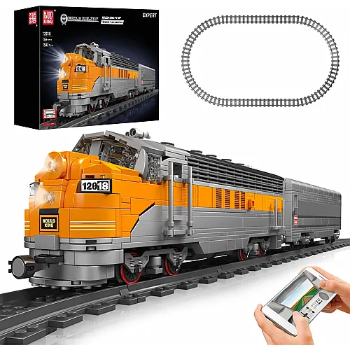 Mould King World Railway Ferngesteuerte Dampflokomotive mit Beleuchtung 12018
