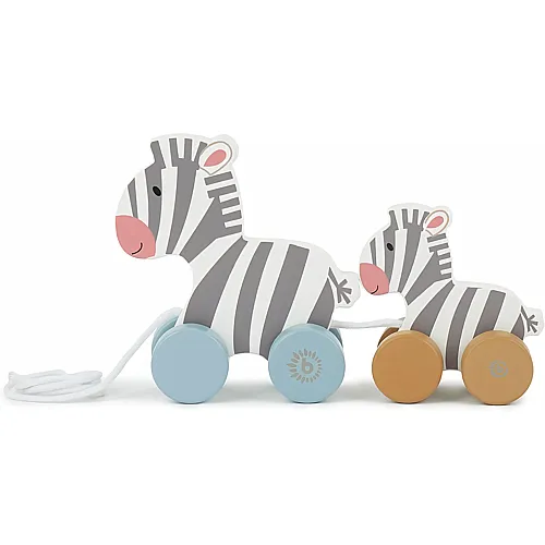 Bieco Holzspielzeug Baby Zebra - Hinterherzieh Tier zum Hinterherziehen - Holzspielzeug Baby ab 1 Jahr - Nachziehtier Holz
