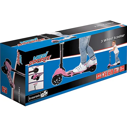 New Sports NSP 3-Wheel Scooter Rosa, klappbar,110mm