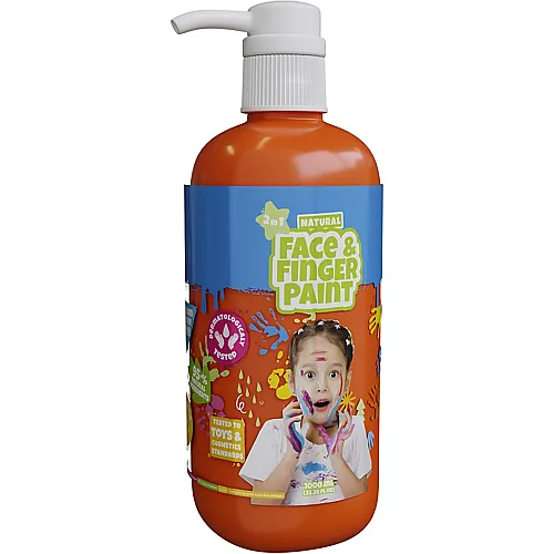 Natürliche Gesichts- und Fingerfarbenflasche Orange - 1 L
