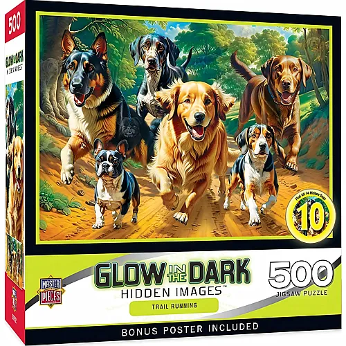 Master Pieces Puzzle Glow in the Dark Hidden Images - Trailrunning - 500 Teile