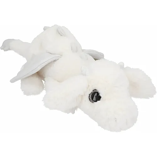 Depesche Snukis - Kuscheltier Drache in Weiss, mit weichem Fell und Silber Glitzer-Augen, ca. 20 cm grosses Pl�schtier