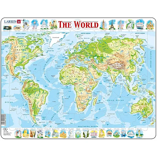 Larsen Puzzle Weltkarte - 80 Teile
