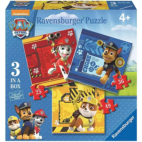 Ravensburger Puzzle 3in1 Paw Patrol - 25 Teile