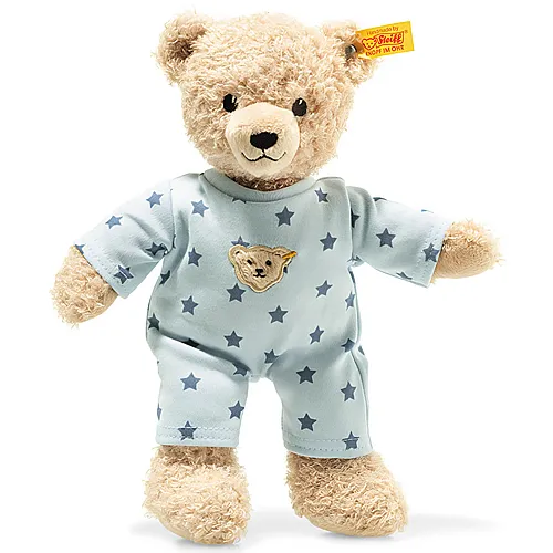 Steiff Teddybr Junge Baby mit Schlafanzug beige/blau