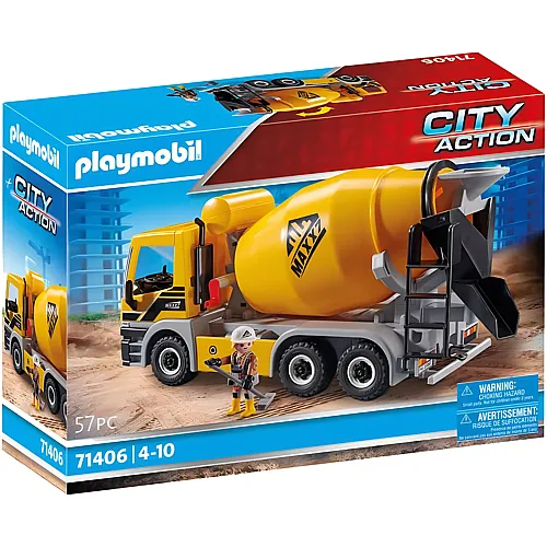 PLAYMOBIL City Action Betonmischer mit drehbarer Mischtrommel 71406