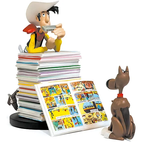 Plastoy Sammelfig.: Lucky Luke & Rantanplan Pile D'albums