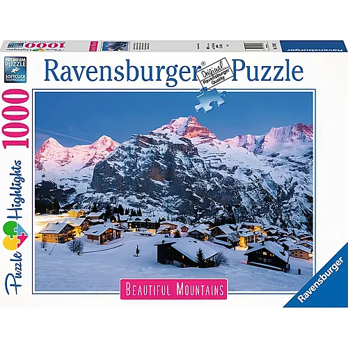 Ravensburger Puzzle Beautiful Mountains Berner Oberland, Mrren (1000Teile)