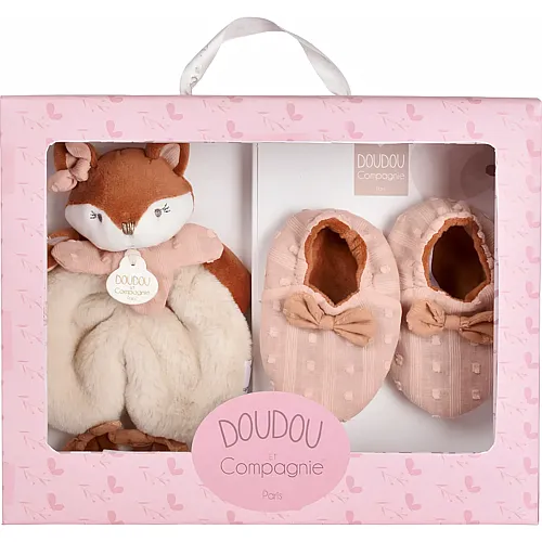 Doudou et Compagnie Mina Geschenkset Schmusetuch und Schuhe - 18 cm
