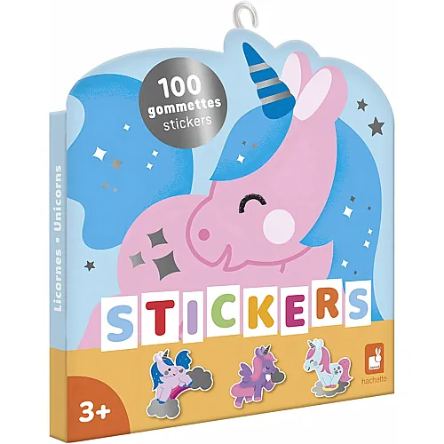 Janod - Pack 100 Gummib�rchen - Stickermappe mit Aufklebern Format 5x5cm - Thema Einh�rner - Ab 3 Jahren - Kreative Freizeitbesch�ftigungen f�r Kinder - Lernen f�r Feinmotorik und Konzentration