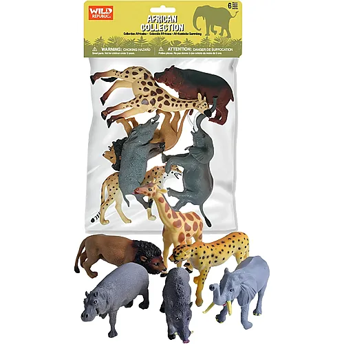 Wild Republic T�te mit Tiersammlung, Afrikanische Tiere, 6 St�cke, 6 Teile