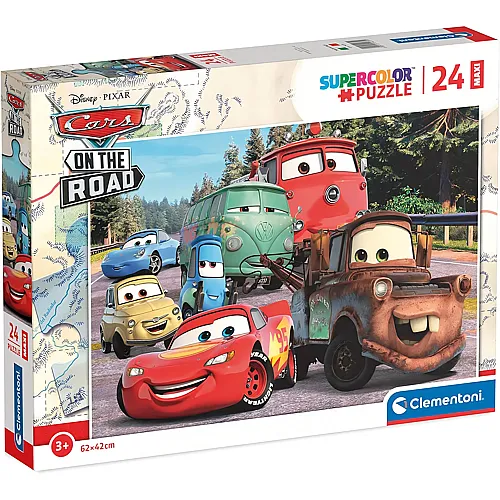 Clementoni Puzzle Supercolor Maxi Disney Cars On the Road (24XXL)