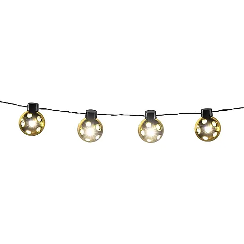 LED-Lichterkette Partyball mit 10 Kugeln Gold - 140 cm