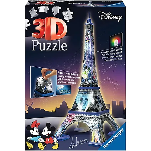 Ravensburger Puzzle Mickey Mouse 3D Disney Eiffelturm mit LED - 216 Teile