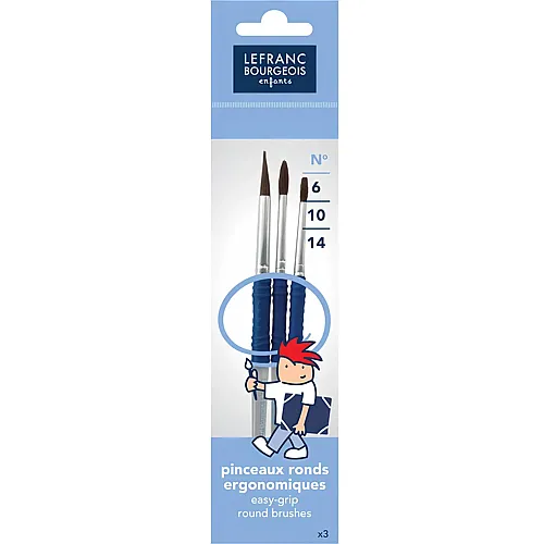 Lefranc Bourgeois Lfb Schulpinsel Set 3 Ergonomische Ponyhaar Pinsel 6-10-14