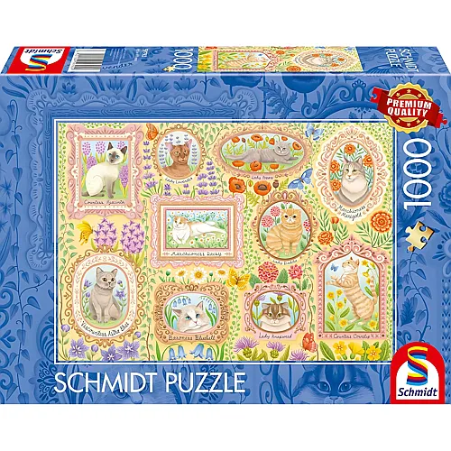 Schmidt Puzzle Adelige Katzen in Bl�tenpracht (1000Teile)