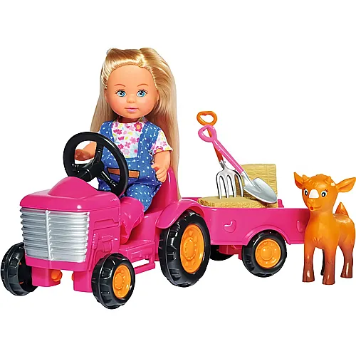 Simba Evi Love Puppe auf ihrem Traktor