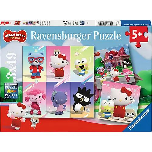 Ravensburger Puzzle Hello Kitty - Abenteuer in Cherry Town (3x49)