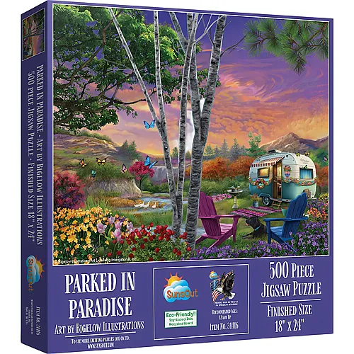 SunsOut Puzzle Bigelow Illustrations Camping im Paradies - 500 Teile
