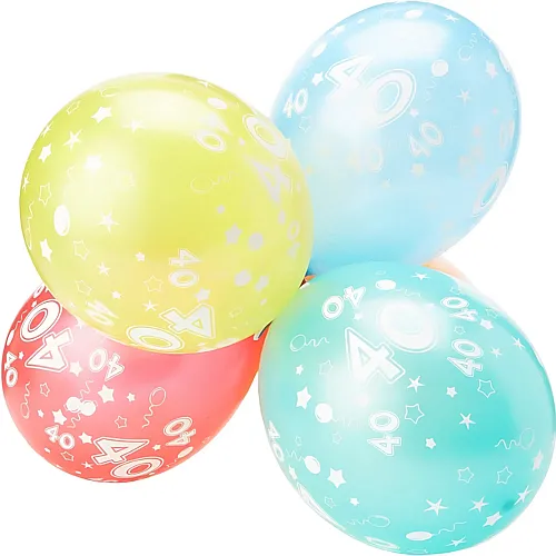Folat Gummiballone 40. Geburtstag 5 Stk. sort. metallic 30cm