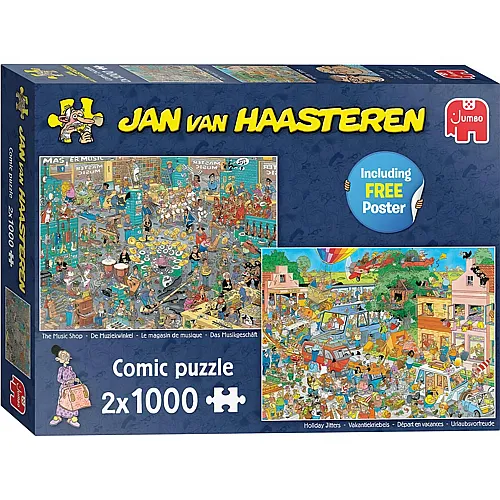 Jumbo Puzzle Jan van Haasteren Musikladen und Urlaubsfieber (2x1000)