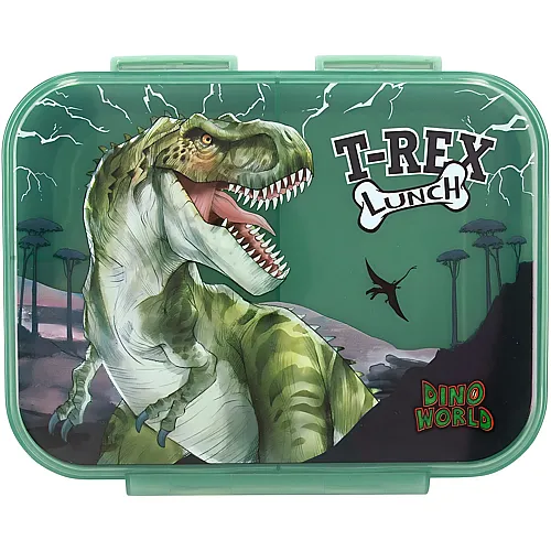 Brotdose T-Rex mit 3 F�chern und transparentem Deckel