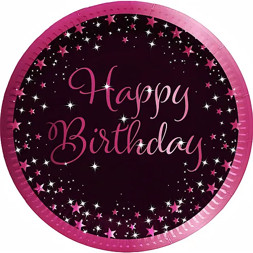 Riethm�ller 8 Teller Happy Birthday pink 23cm