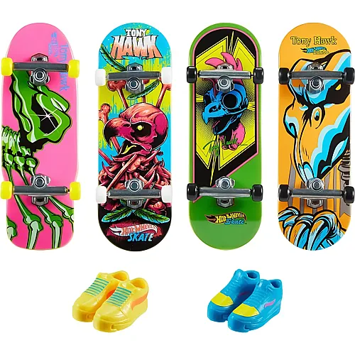 Mattel Skate 4-er Set Neon Bones Tony Hawk Fingerbaords
