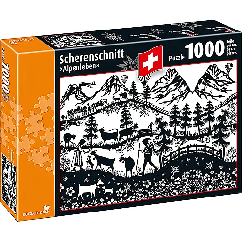 carta media Puzzle Scherenschnitt Alpenleben