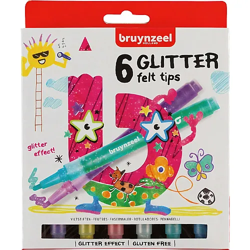 Fasermaler Glitzer - 6 Teile