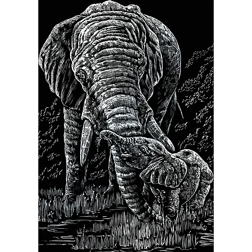 Royal & Langnickel R&l Gravures D'art Std Argent Maman Elephant & Son Petit 21.