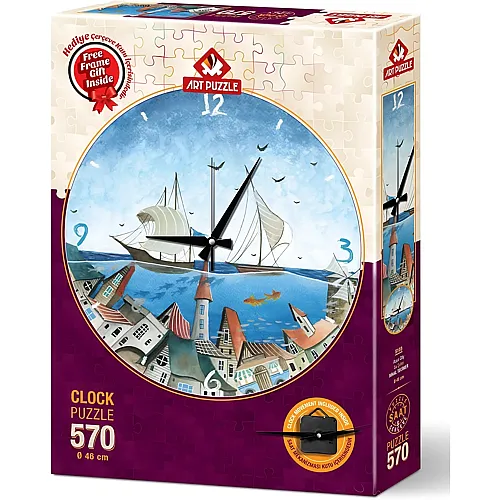 Art Puzzle Uhr - Aqua Stadt (570Teile)