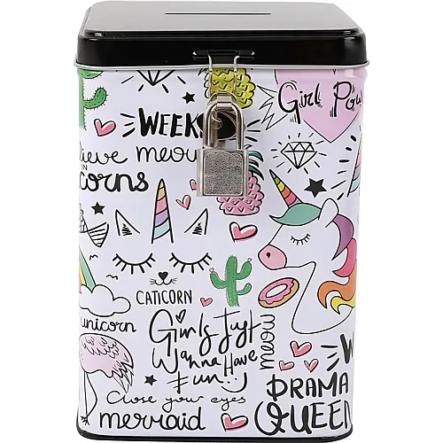 i-total Blech Spardose Einhorn 20 x 11 x 27cm