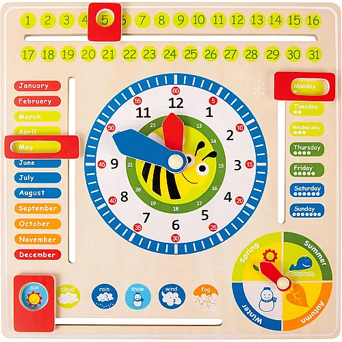small foot Play & Learn Lernbrett mit Datum, Uhrzeit und Jahreszeiten - Englisch