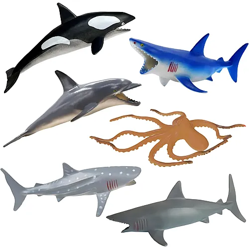 Idena Spielfiguren Set, 6 Meerestiere aus Kunststoff, Tierfiguren f�r Kinder jeweils ca. 15 cm gross
