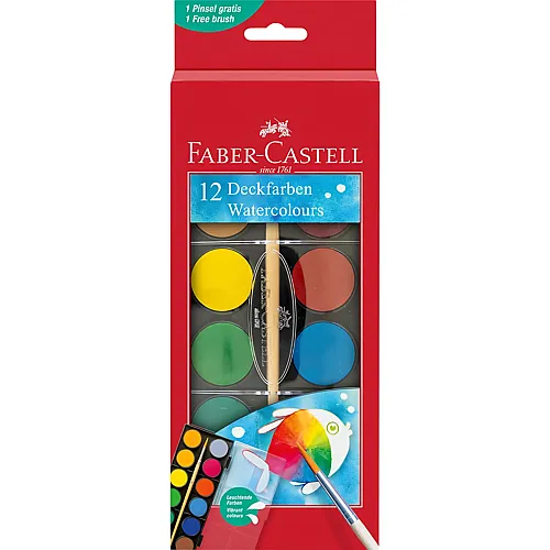 Faber-Castell Wasserfarbkasten 12 Farben +1 Pinsel - 13 Teile