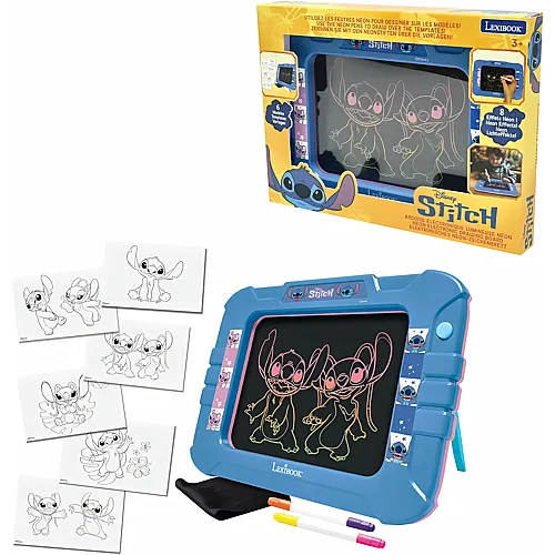 Lexibook Disney Stitch, Elektronische Tafel, Neonlicht-Effekt, 8 Farbige Lichteffekte, 6 Inklusive Modelle, Zweifarbige Marker