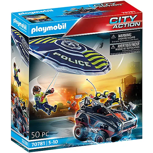 PLAYMOBIL City Action Polizei-Fallschirm: Verfolgung des Amphibien-Fahrzeugs (70781)