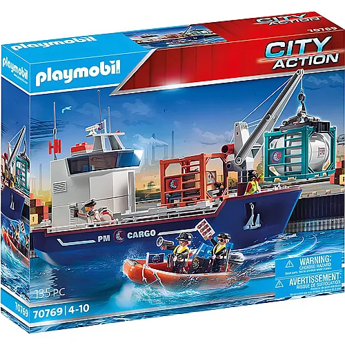 PLAYMOBIL City Action Cargo Grosses Containerschiff mit Zollboot (70769)