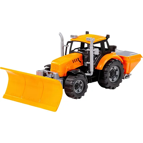 Traktor mit Schneepflug Gelb