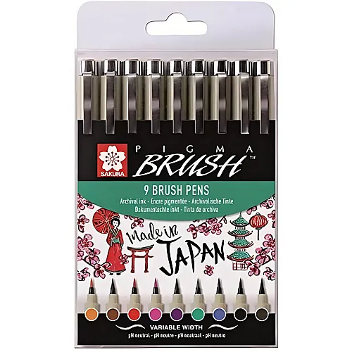 Brush Pen Pigma - 9 Teile
