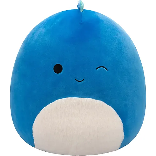 Dino zwinkernd mit flauschigem Bauch Blau 40cm