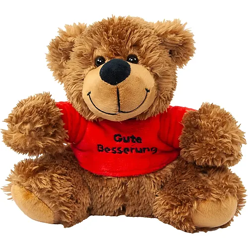 Teddyb�r Gute Besserung mit roten Shirt - 16 cm