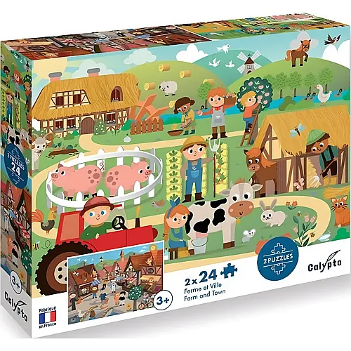 2in1 Bauernhof & Stadt 24Teile