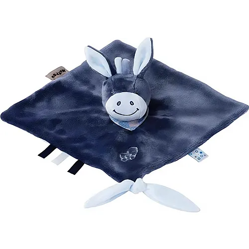 Schnuffeltuch Esel Alex mit Befestigung f�r Schnuller Blau 27cm